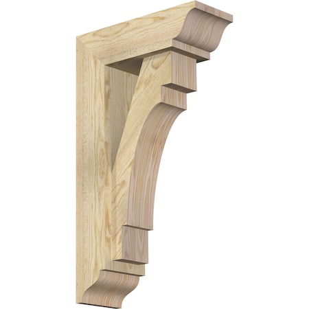 Ekena Millwork Merced Traditional Rough Sawn Bracket w/ Offset Brace, Douglas Fir, 6"W x 16"D x 28"H BKT0604X16X28MRC01RDF